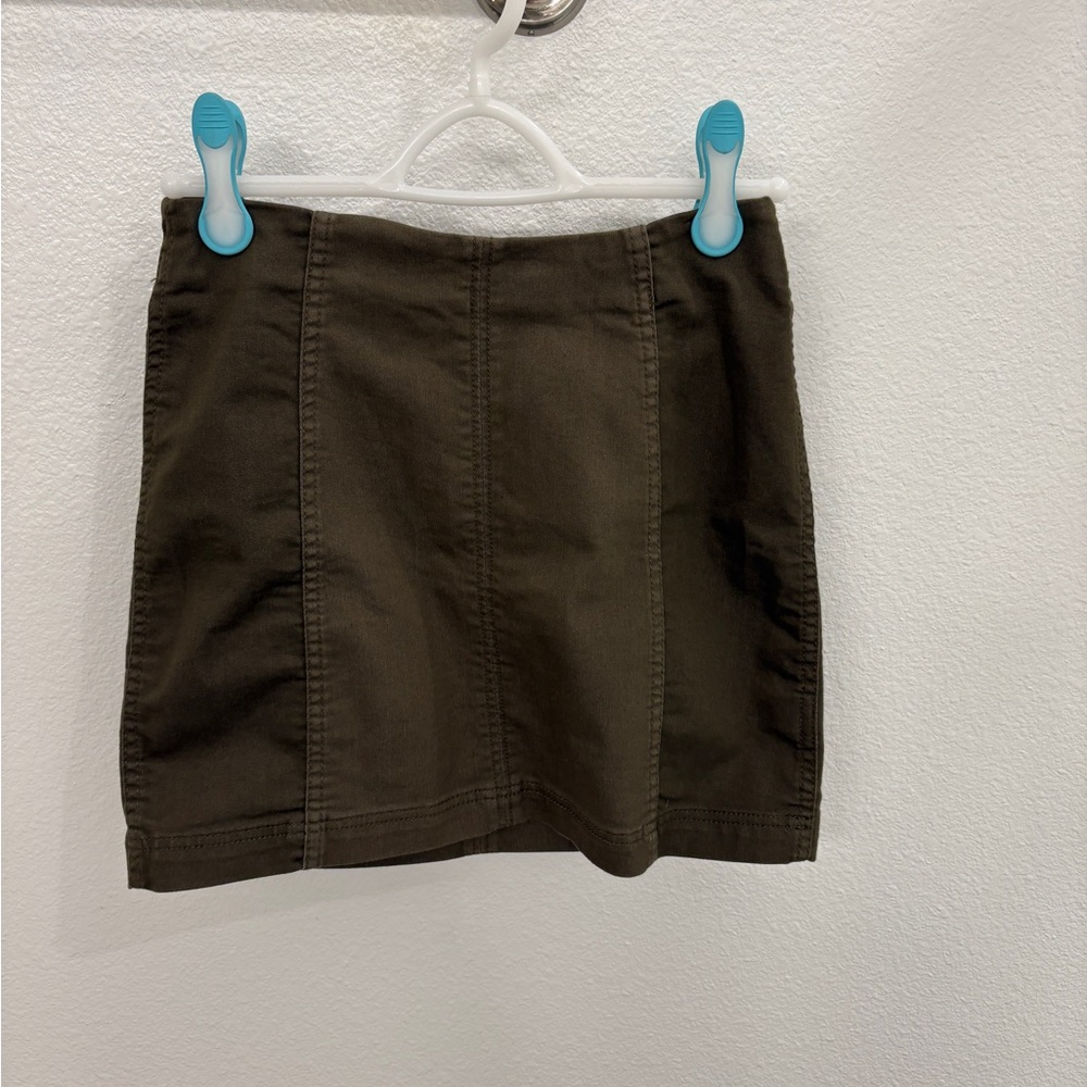 Free People Army Green Mini Pencil Skirt for Casual Wear